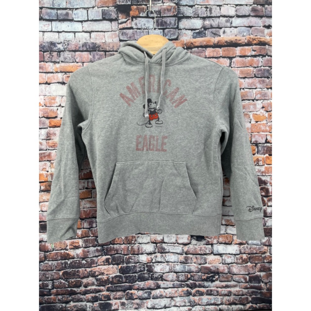 Disney x American Eagle Mickey Mouse Hoodie Mens Medium Gray Graphic Sweatshirt